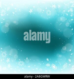 Winter Christmas snowfall blue background Stock Vector