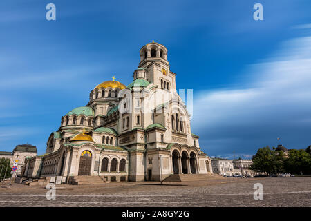 Sofia, Bulgaria - June 25, 2019: Facade of the Cathedrale Saint Alexander in Sofia Stock Photo