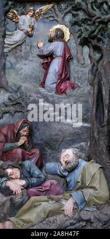 Agony in the Garden, Jesus in the Garden of Gethsemane, altarpiece in church of Saint Matthew in Stitar, Croatia Stock Photo