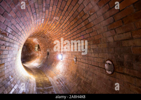 Old sewers in Polish city Łodz.  Brick construction Stock Photo