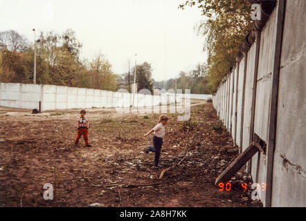 Michael Scott/Alamy Live News - Berlin, Germany April 1990 - Holiday pictures taken from inside no mans land on the outskirts of Berlin, Germany in April 1990 months after the Berlin Wall fell in 1989. Stock Photo