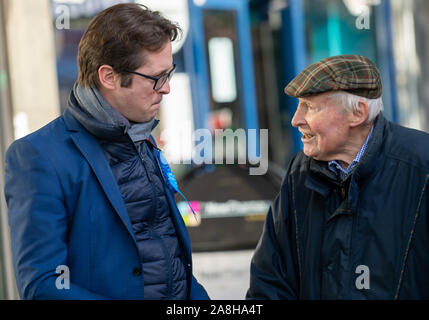 Brentwood Essex UK 9th Nov. 2019  General Election, Alex Burghart, conservative candidate  for Brentwood and Ongar constitunecy and former Private Parliamentary Secretary to Boris Johnson, out campaigning with his team in Brentwood Essex UK Credit Ian DavidsonAlamy Live News Stock Photo