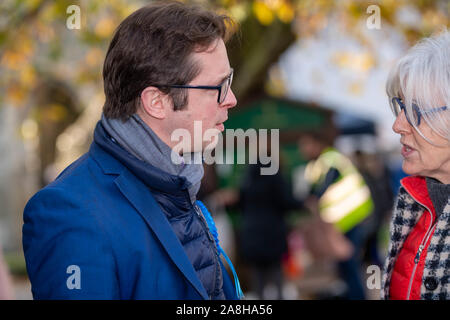 Brentwood Essex UK 9th Nov. 2019  General Election, Alex Burghart, conservative candidate  for Brentwood and Ongar constitunecy and former Private Parliamentary Secretary to Boris Johnson, out campaigning with his team in Brentwood Essex UK Credit Ian DavidsonAlamy Live News Stock Photo