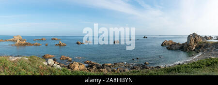 Beautiful panorama landscape of the wild north coast of Brittany Stock Photo