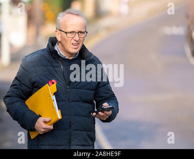 Brentwood Essex UK 9th Nov. 2019 General Election David Kendall Parliamentary candidate for the Liberal Democrats in the Brentwood and Ongar constituency out campaigning on the General Election trail in Brentwood Essex Credit Ian DavidsonAlamy Live News Stock Photo