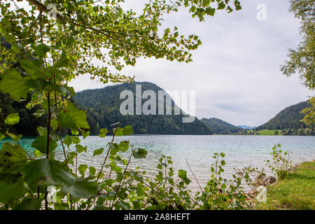 Shore along the Hintersteinersee lake. Austria Europe Wilder Kaiser Stock Photo