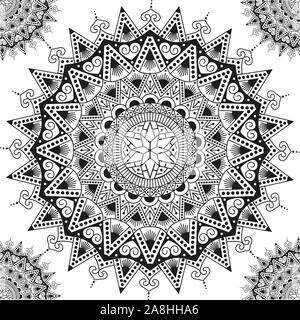 Geometric seamless pattern, mandala background, ethnic, traditional, folk, ornamental print. - Vector Stock Vector