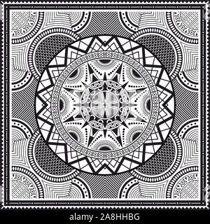 Geometric seamless pattern, mandala background, ethnic, traditional, folk, ornamental print. - Vector Stock Vector