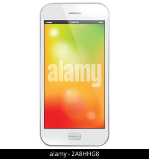 Mobile Phone Vector Illustration With Abstract Wallpaper Screen Stock Vector