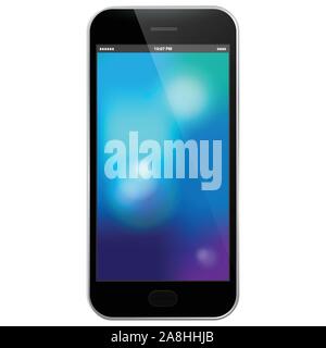 Mobile Phone Vector Illustration With Abstract Wallpaper Screen Stock Vector