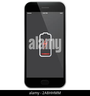 Mobile Phone With Low Battery Vector Illustration Stock Vector