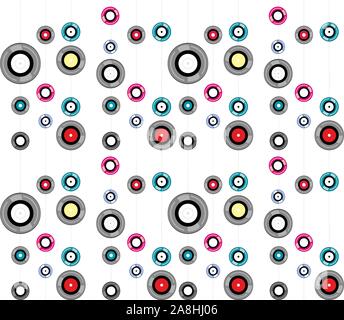 Colorful circles pattern, rounds, music object background. - Vector Stock Vector