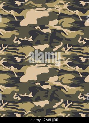 Camouflage seamless pattern, army background in green shades,Abstract military texture, fabric print, solier uniform design. - Vector Stock Vector