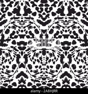 Leopard skin pattern. Monochrome animal background. Seamless cheetah print. - Vector Stock Vector