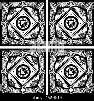 Geometric seamless pattern, mandala background, ethnic, traditional, folk, ornamental print. - Vector Stock Vector