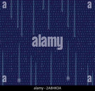 Blue matrix with the effect of movement of luminous dots. Blue tint Stock Vector