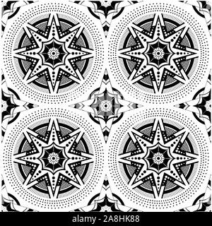 Geometric seamless pattern, mandala background, ethnic, traditional, folk, ornamental print. - Vector Stock Vector