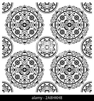 Geometric seamless pattern, mandala background, ethnic, traditional, folk, ornamental print. - Vector Stock Vector