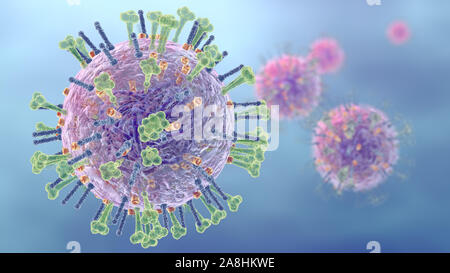 Medical 3d illustration showing flu or Influenza viruses Stock Photo