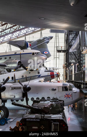 Selection of Preserved RAF Aircraft Displayed in Cold War Hangar at RAF Museum at Cosford Stock Photo