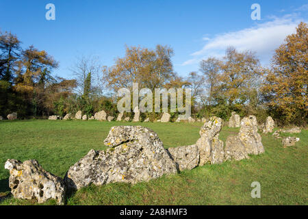 'The King's Men' stone circle (The Rollright Stones), near Long Compton, Oxfordshire, England, United Kingdom Stock Photo