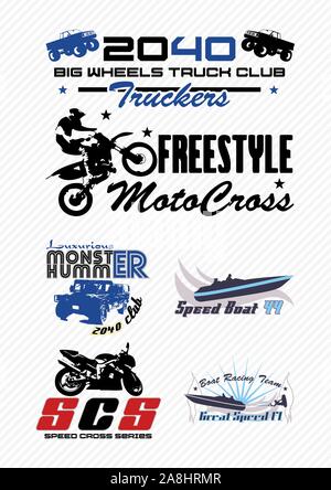 Extreme sports set flat isolated vector illustration Stock Vector