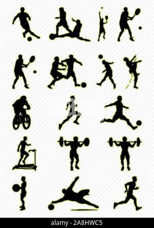 Set of vector silhouettes of people in sports Stock Vector