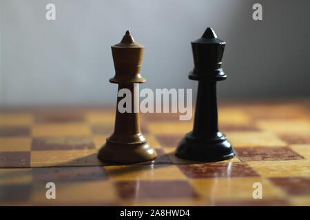 Chess pieces on a chess board. Strategy concept. Power. Battle. Stock Photo