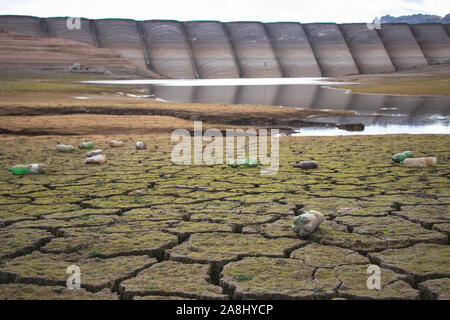 Plastic bottles thrown on the ground polluting the environment. Waste. Litter. Pollution. Stock Photo