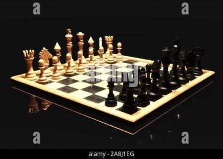 Digital 3D Illustration of a Chess Board Stock Photo