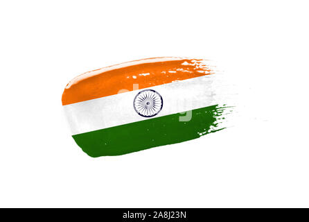 India flag painted brush hand hi-res stock photography and images - Alamy