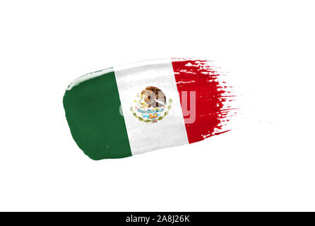 Brush painted Mexico flag. Hand drawn style Stock Photo