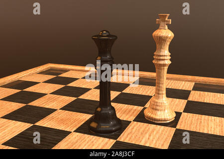 Digital 3D Illustration of a Chess Board Stock Photo