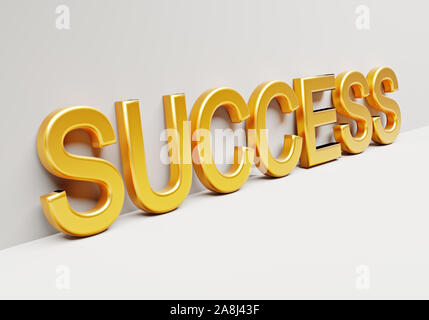 Yellow word success on white background. Business concept. 3d render Stock Photo