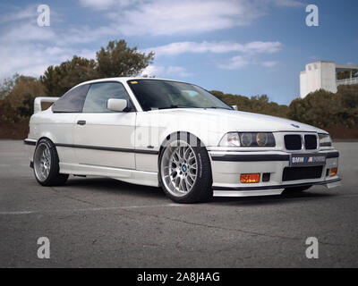 MONTMELO, SPAIN-SEPTEMBER 29, 2019: 1993-2000 BMW 3 Series Compact 323ti (E36/5) at city streets Stock Photo