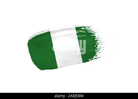 Brush painted Nigeria flag. Hand drawn style Stock Photo