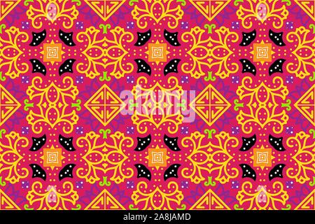 Portuguese azulejo tiles. Encaustic seamless patterns, prints Stock Vector