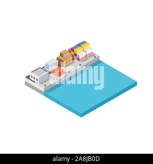 Port cargo ship transport logistics Stock Vector