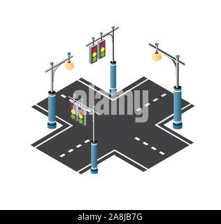 The road streetlight traffic Stock Vector