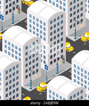 City street skyscrapers street Stock Vector