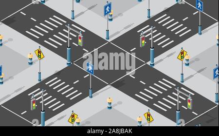 Intersection isometric seamless Stock Vector