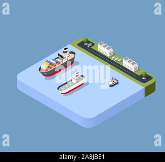 Port cargo ship transport Stock Vector