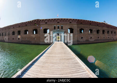 Landscape view of Fort Jefferson during the day in Dry Tortugas National Park (Florida). Stock Photo
