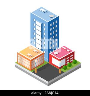Cityscape design elements with isometric building Stock Vector