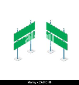 Road signs isometric set street object Stock Vector