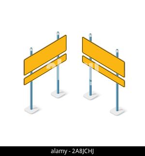 Road signs isometric set street object Stock Vector