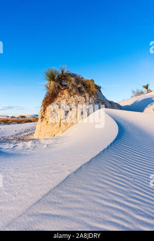 Textured ripples on sand dunes at White Sands National Park, New Mexico, USA Stock Photo