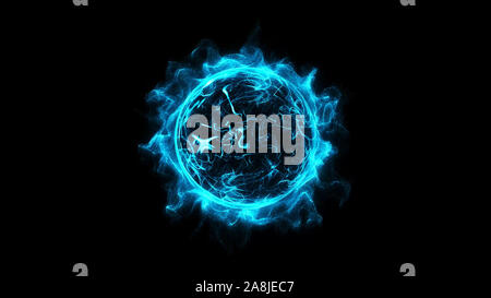 Blue circular shinning glowing light ring sparkle powerful effect dust ...