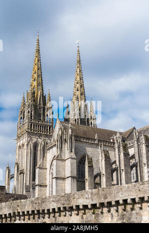 Quimper in Brittany, the Saint-Corentin cathedral Stock Photo