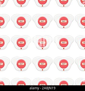 Illustration on theme seamless pattern baby pacifiers, dummy with rubber nipple. Baby pacifiers consisting of collection to newborn, good dummy nipple Stock Vector